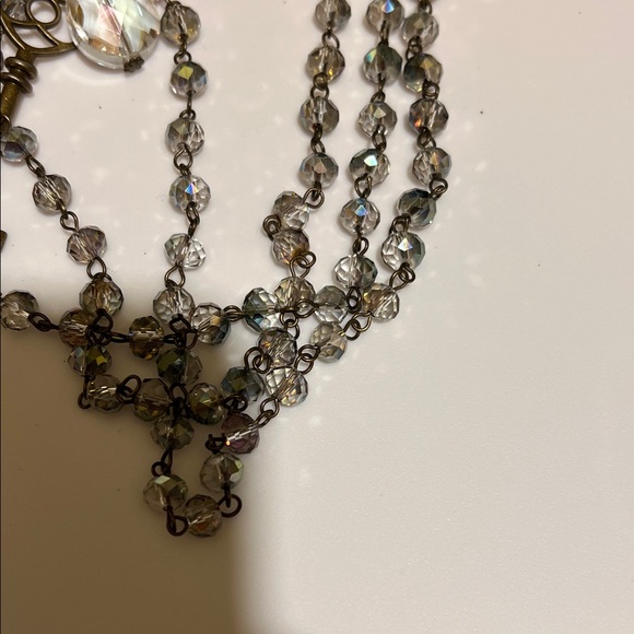 Crystal Key Multi-Strand Key Pendant Necklace - Picture 4 of 4